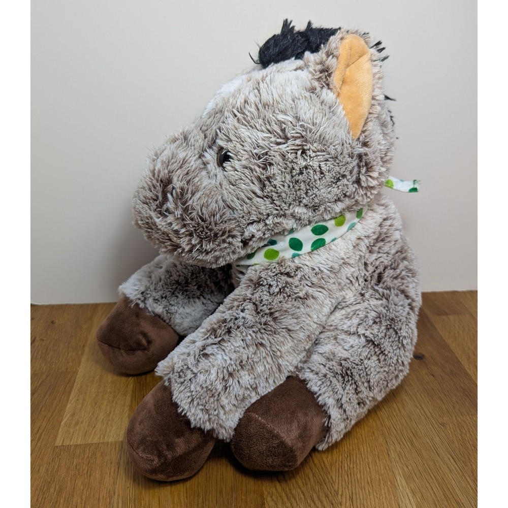 Goffa Horse Plush Brown White Black Mane Tail‎ Green Dot Bandana